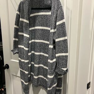 Talbots Black and White Striped Cardigan